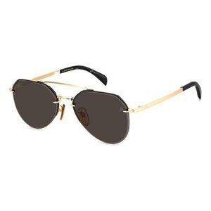New DAVID BECKHAM Gold Semi Rimless Aviator DB 1090/G/S RHLIR Sunglasses Women